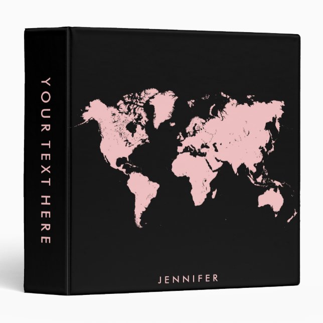 Classeur Carte rose et noire (Devant/Côté)