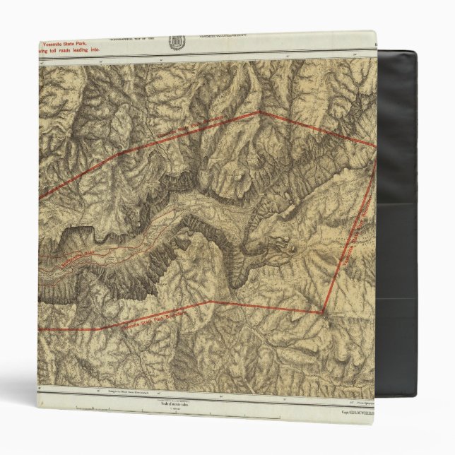 Classeur Carte topographique de la vallée de Yosemite (Devant/Intérieur)