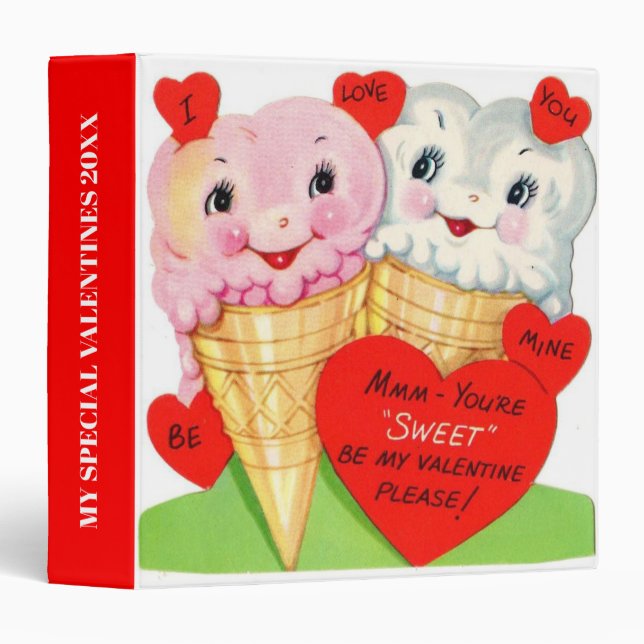 Classeur Cartes spéciales valentine vintages rétro (Devant/Côté)
