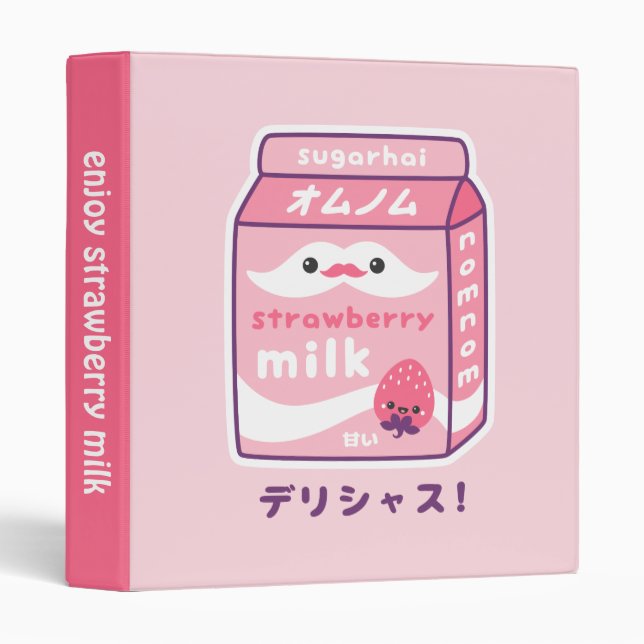 Classeur Carton de lait de fraise (Devant/Côté)