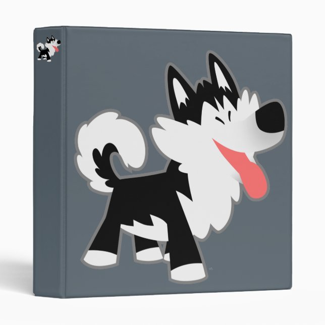 Classeur Carton mignon Siberian Husky (Devant/Côté)