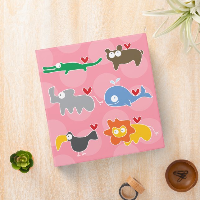 Classeur Cartoon Animaux Famille Amour Coeurs Amusants Poin (In Situ)