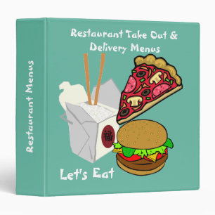Classeur Cartoon Foods Turquoise Colored Take out Menu Clas