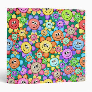 Classeur Cartoon mignon Fleurs joyeuses Motif Floral