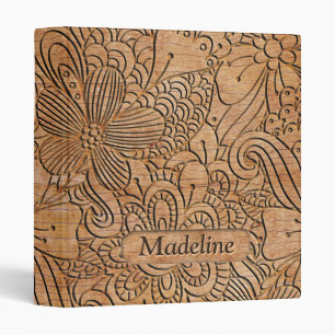 Classeur Carvages en bois Motif floral Personnalisé