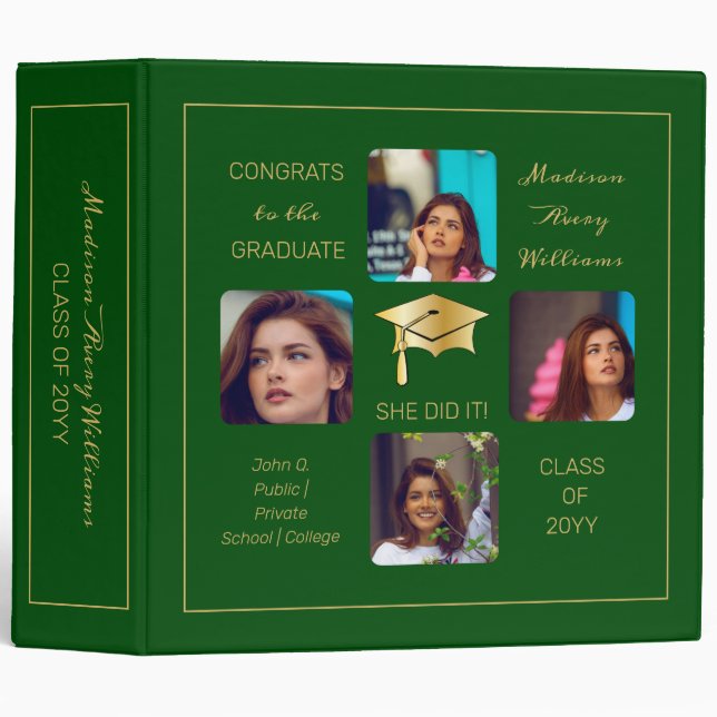 Classeur Casquette de deuxième année photo multiple Gradué  (Devant/Côté)