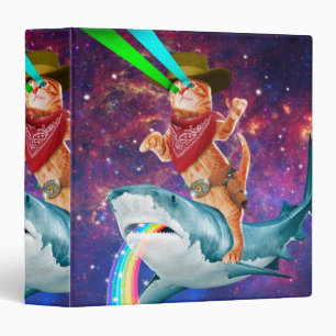 Classeur Cat Cowboy chevauchant un requin crachant un arc-e