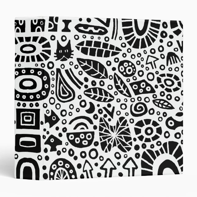 Classeur Catnip Dreams (1,5 po) - Noir sur blanc (Devant/Côté)