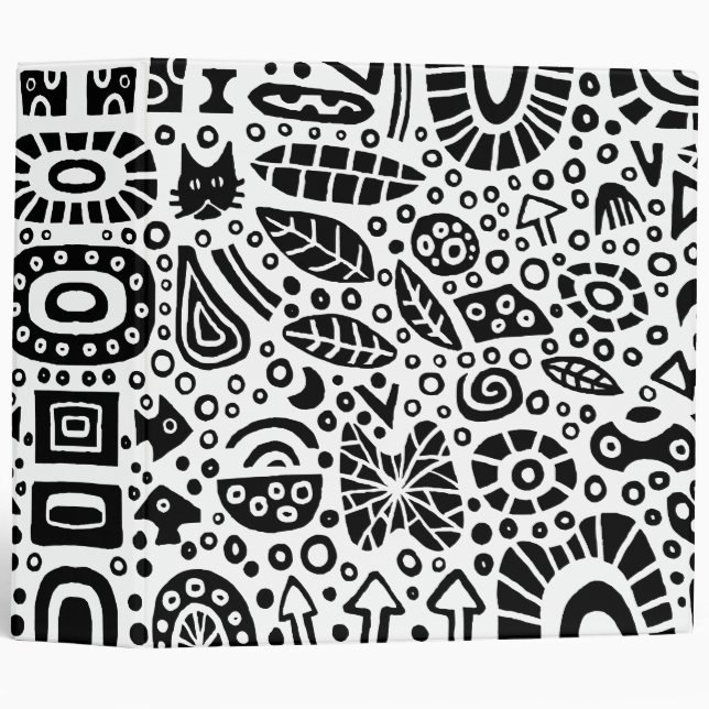 Classeur Catnip Dreams (2po) - Noir sur blanc (Devant/Côté)