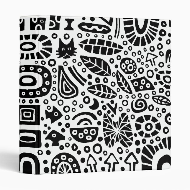 Classeur Catnip Dreams - Noir sur Blanc (Devant/Côté)