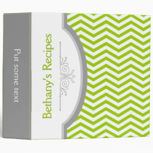 Classeur Ceinture verte, chevron blanc avec recette de cadr
