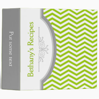 Classeur Ceinture verte, chevron blanc avec recette de cadr