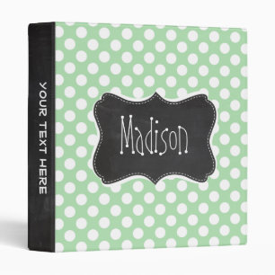 Classeur Celadon Green Pois ; Chalkboard look