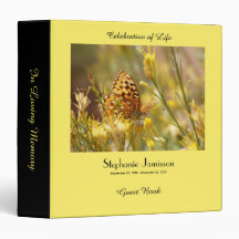 Celebration of Life Memory Book, Yellow Butterfly