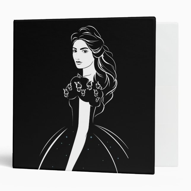Classeur Cendrillon en noir (Devant/intérieur)