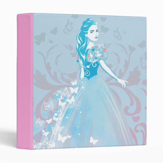 Classeur Cendrillon fantaisie papillon fleurit (Devant/Côté)