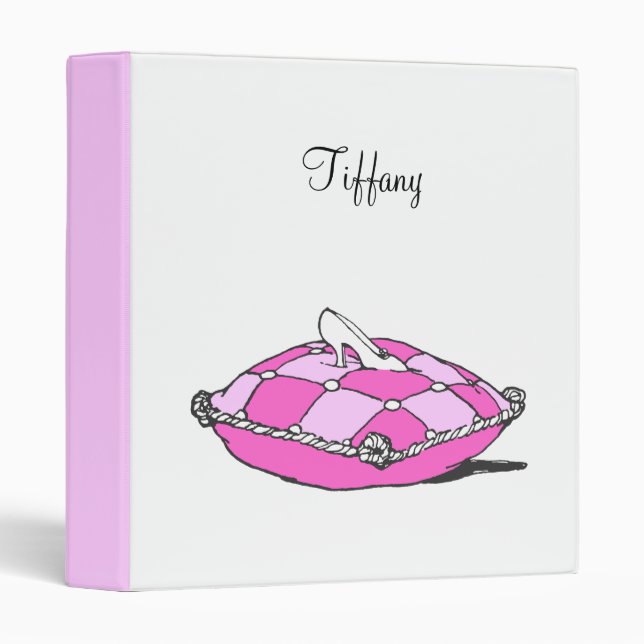 Classeur Cendrillon personnalisé Slipper rose Coussin Art V (Devant/Côté)