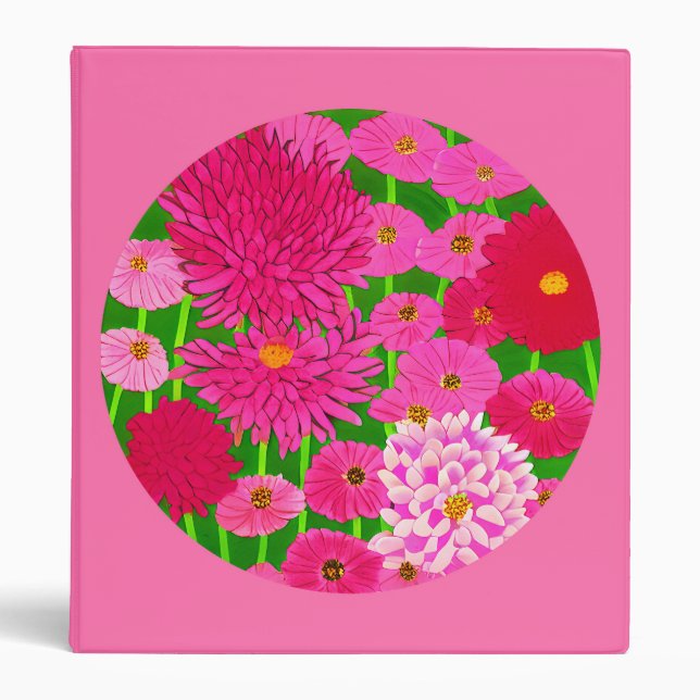 Classeur Cercle de fleurs, chrysanthèmes rose fuchsia (Devant)