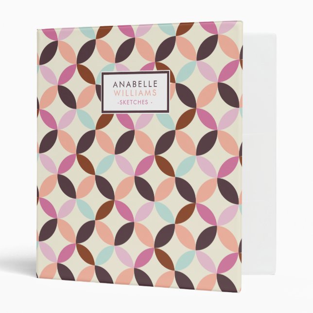 Classeur Cercles colorés Motif géométrique Personnalisé (Devant/intérieur)