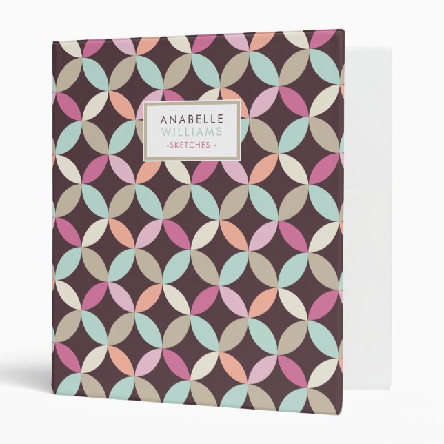 Classeur Cercles colorés Motif géométrique Personnalisé (Devant/intérieur)