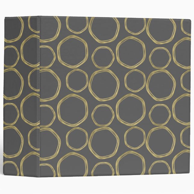 Classeur Cercles d'or & Gray Rustique Moderne Glam tendance (Devant/Côté)