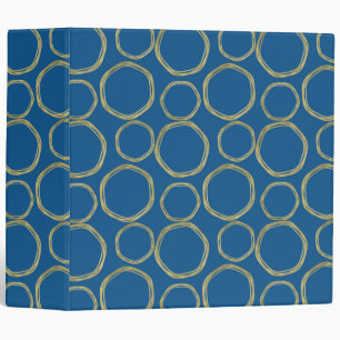 Classeur Cercles dorés et glamour tendance moderne bleu bri