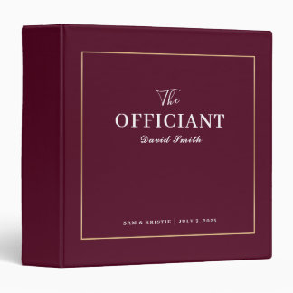 Classeur Cérémonie de mariage or et bordeaux Officiant Pers