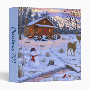 Classeur Cerf Cabine D'Hiver Dans La Scène De Noël De Neige