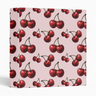 Classeur Cerises Rouges Brillantes Rétro Glamour Rose
