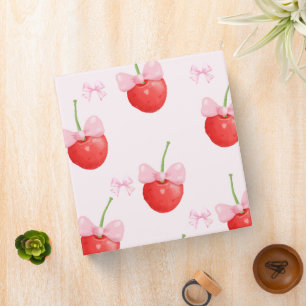Classeur Cerises rouges rubans roses retour à l'école