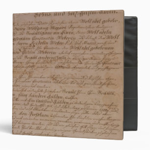 Classeur Certificat de mariage de Wolfgang, de Mozart et de