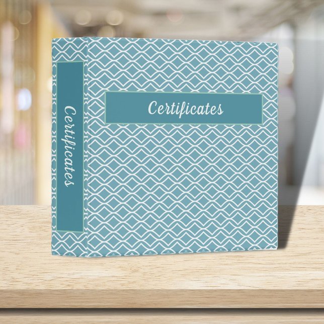 Classeur Certificats Motif bleu bleu Turquoise 1,5 pouces (Créateur téléchargé)