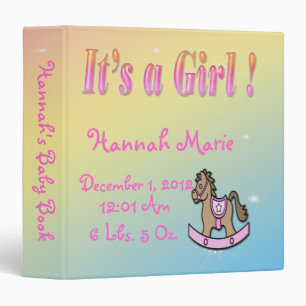 Classeur C'est une fille - le bébé de souvenir de cheval 