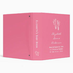 Classeur C'est une fille rose Baby Footprints Birth Scrapbo