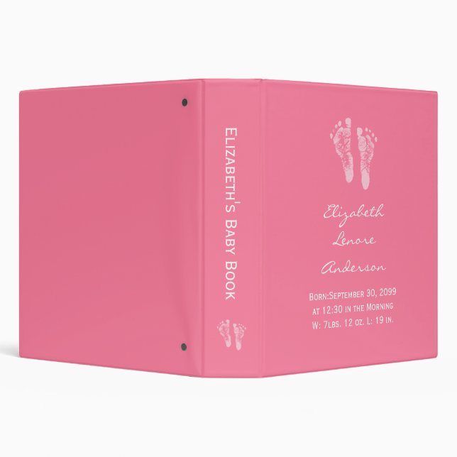 Classeur C'est une fille rose Baby Footprints Birth Scrapbo (Arrière-plan)