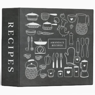 Classeur Chalkboard Outils de cuisineClasseur de recette pe