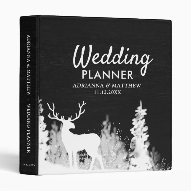 Classeur Chalkboard Reindeer Wedding planner de Noël (Devant/Côté)