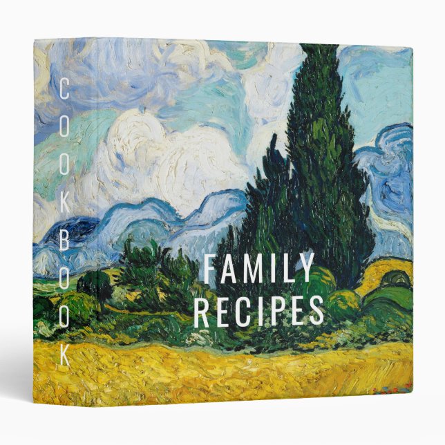 Classeur Champ de blé Van Gogh avec Cyprès. Livre (Devant/Côté)