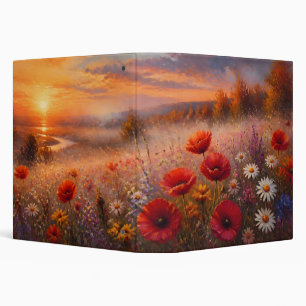 Classeur Champ de coquelicots au coucher du soleil, peintur