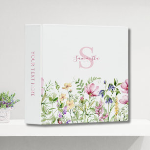Classeur Champ de fleurs rose élégant personnalisé