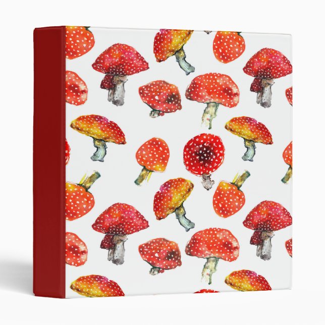 Classeur Champignons d'aquarelle motif de chute (Devant/Côté)