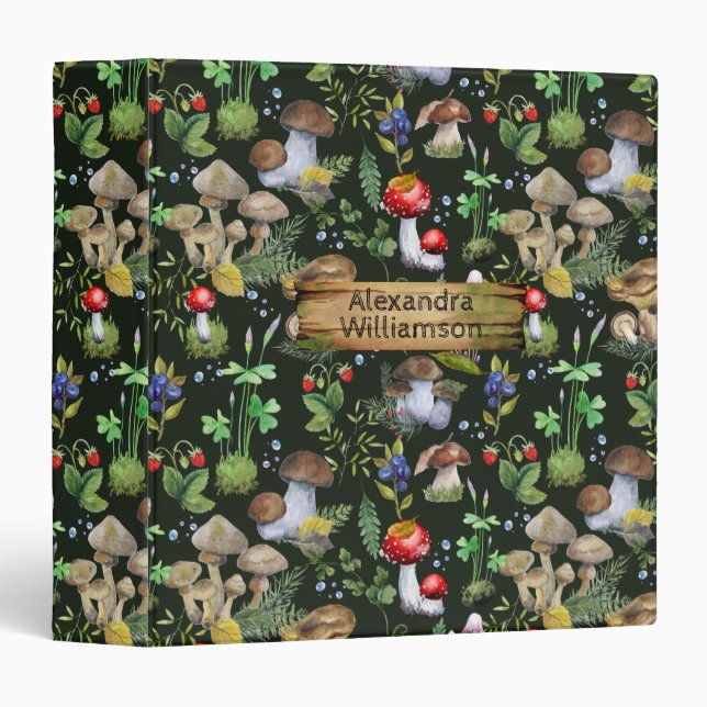 Classeur Champignons des forêts de bois Berries Texte de la (Devant/Côté)