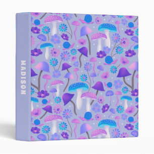 Classeur Champignons et fleurs de rêve Turquoise violet