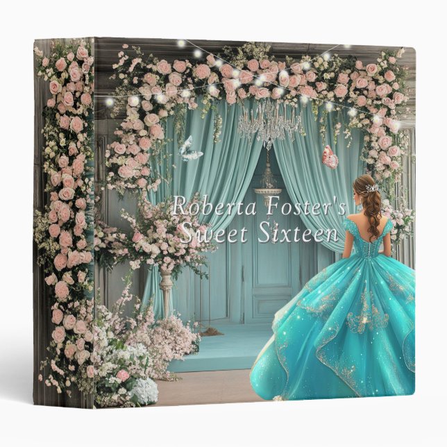 Classeur Chandelier Sweet 16 Gown Papillons Roses roses ros (Devant/Côté)