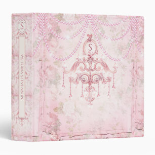 Classeur Chandelier Vintage rose rustique Monogramme