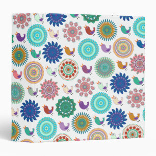Classeur Chanter Bird et Mandala Folk Art Motif