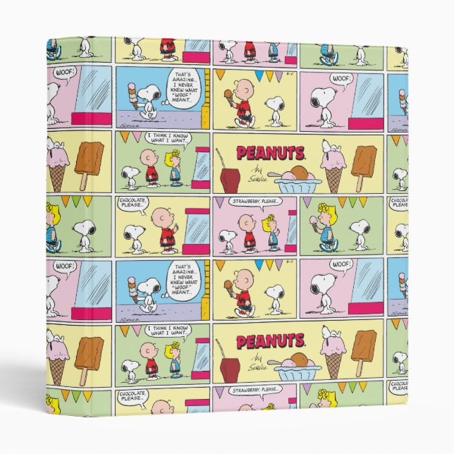 Classeur Charlie Brown, Snoopy & Sally | Crème glacée (Devant/Côté)