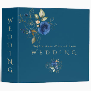 Classeur Charm Blue Gold Flowers Mariage Album photo