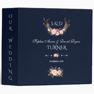 Classeur Charm Blush Floral Antlers Marine Mariage Album