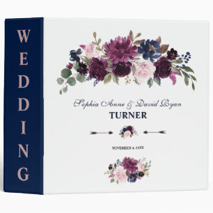 Classeur Charm Lavender Marine bleu Floral Floral Mariage